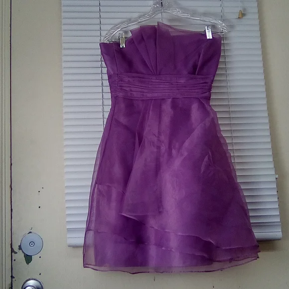 DAVID'S BRIDAL Elegant Purple Strapless Dress - Picture 3 of 7
